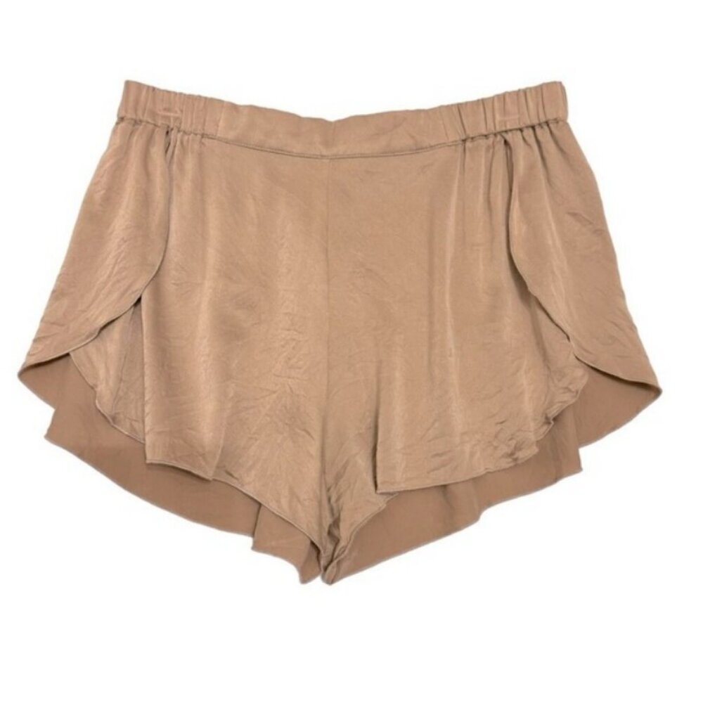 Lunya Women's Tan 100% Silk Washable‎ Pajama Lounge Shorts Lightweight